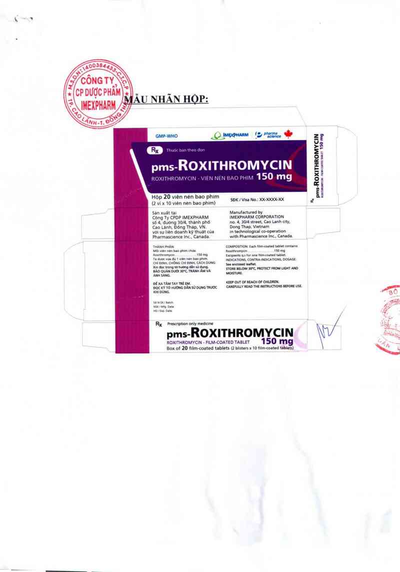 thông tin, cách dùng, giá thuốc pms - Roxithromycin 150mg - ảnh 1