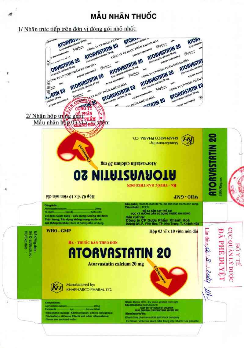 thông tin, cách dùng, giá thuốc Atorvastatin 20 - ảnh 0