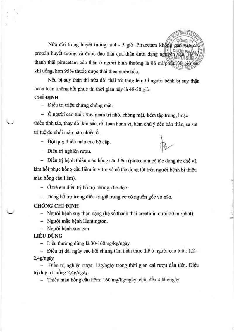 thông tin, cách dùng, giá thuốc Medi-Piracetam 800 - ảnh 3