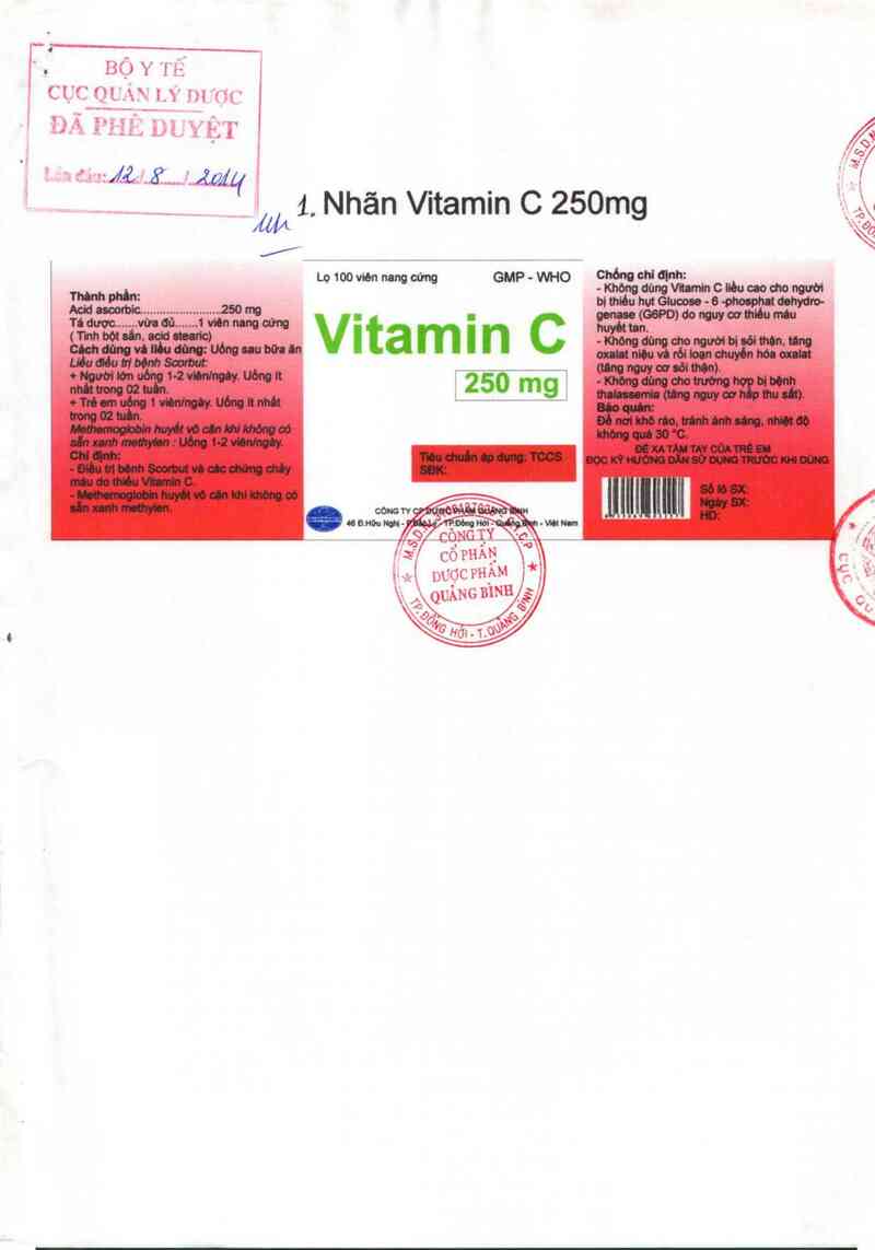 thông tin, cách dùng, giá thuốc Vitamin C 250 mg - ảnh 0