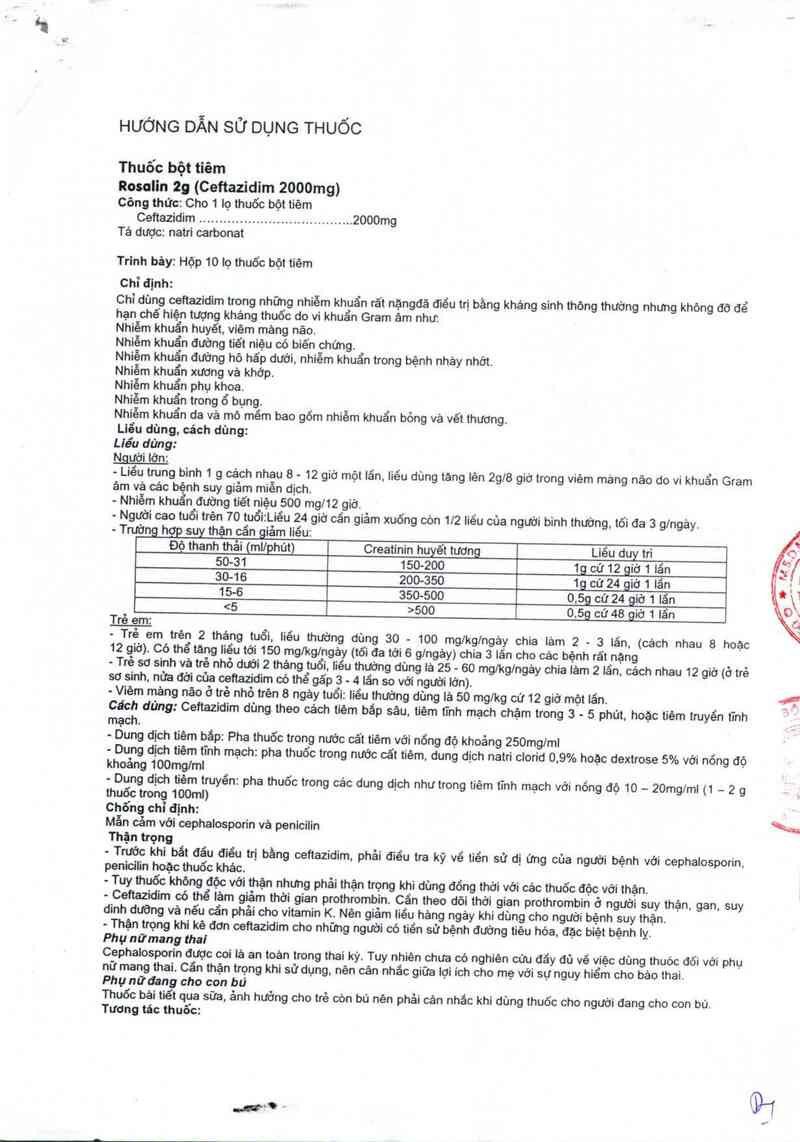 thông tin, cách dùng, giá thuốc Rosalin 2g - ảnh 1