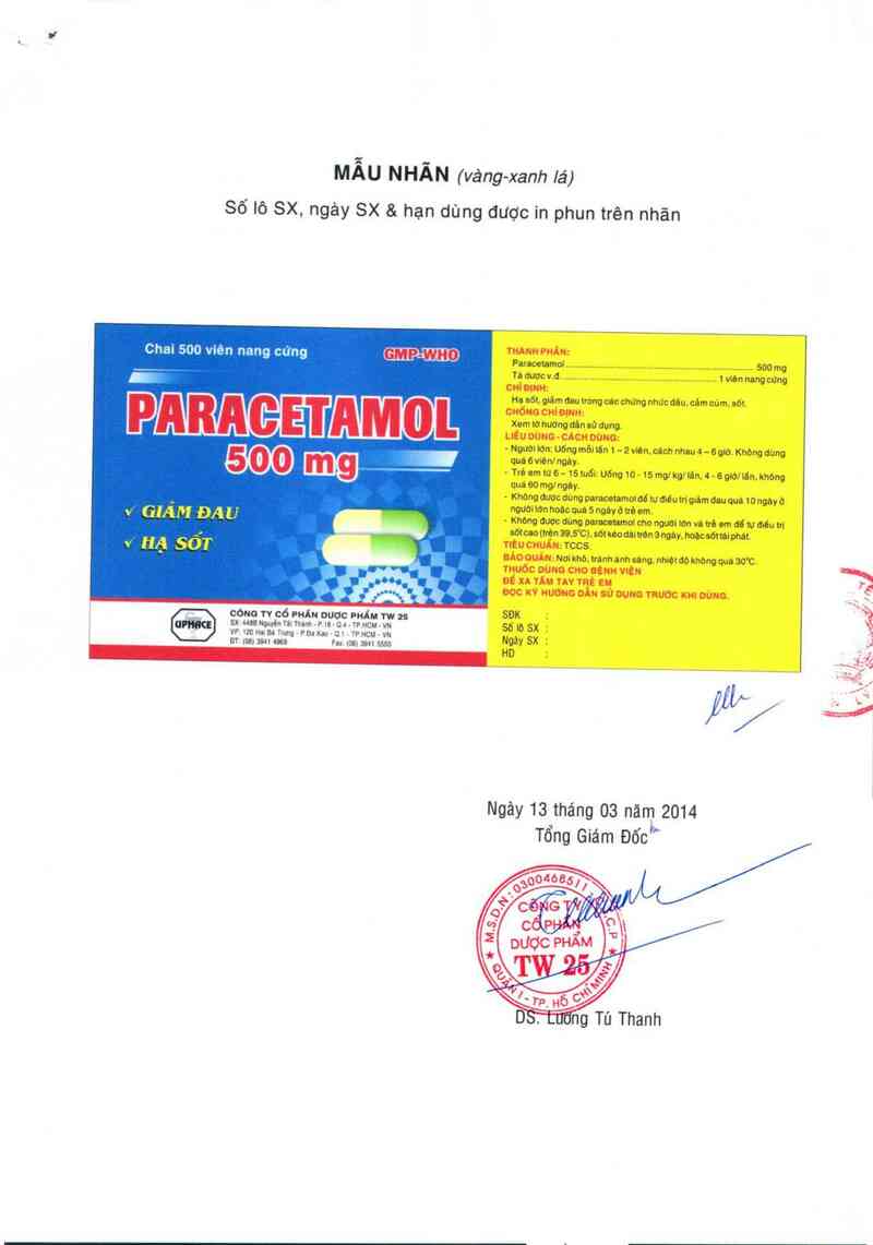 thông tin, cách dùng, giá thuốc Paracetamol 500 mg - ảnh 1