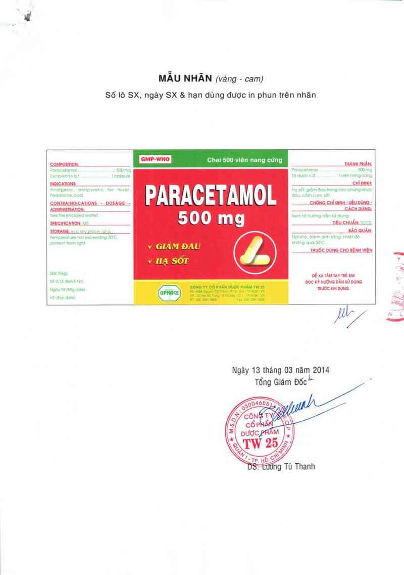 thông tin, cách dùng, giá thuốc Paracetamol 500 mg - ảnh 1