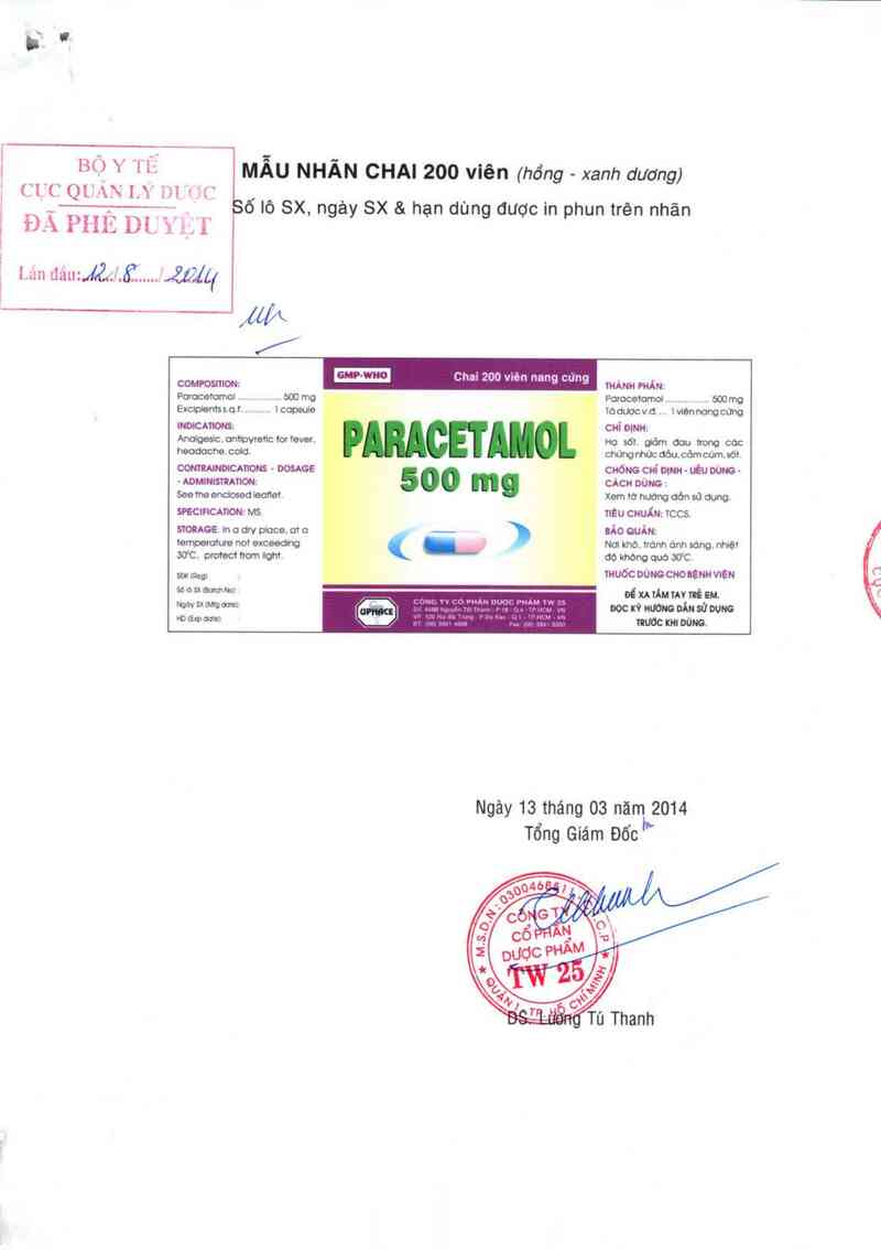 thông tin, cách dùng, giá thuốc Paracetamol 500 mg - ảnh 0