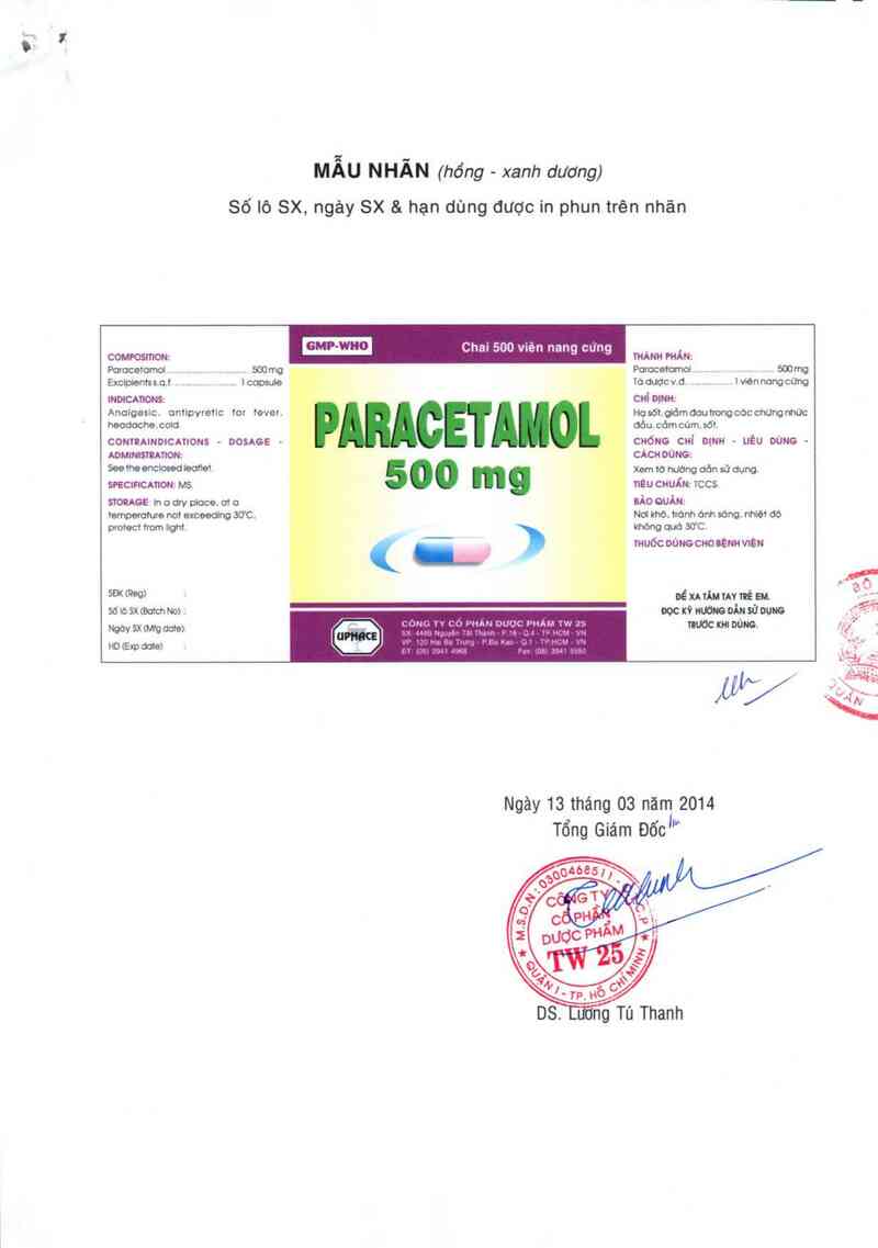 thông tin, cách dùng, giá thuốc Paracetamol 500 mg - ảnh 1