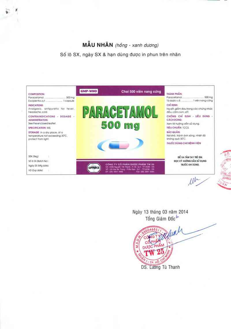 thông tin, cách dùng, giá thuốc Paracetamol 500 mg - ảnh 1
