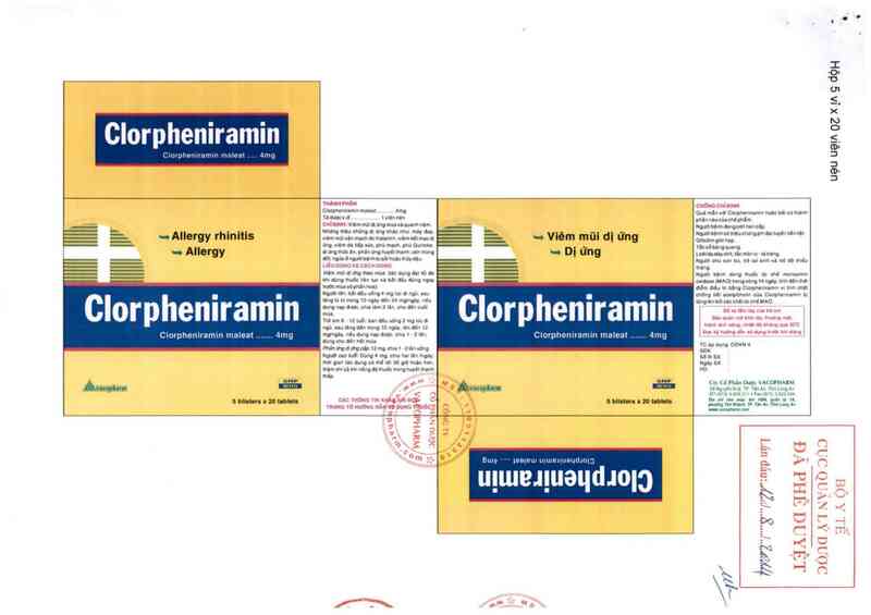 thông tin, cách dùng, giá thuốc Clorpheniramin - ảnh 0
