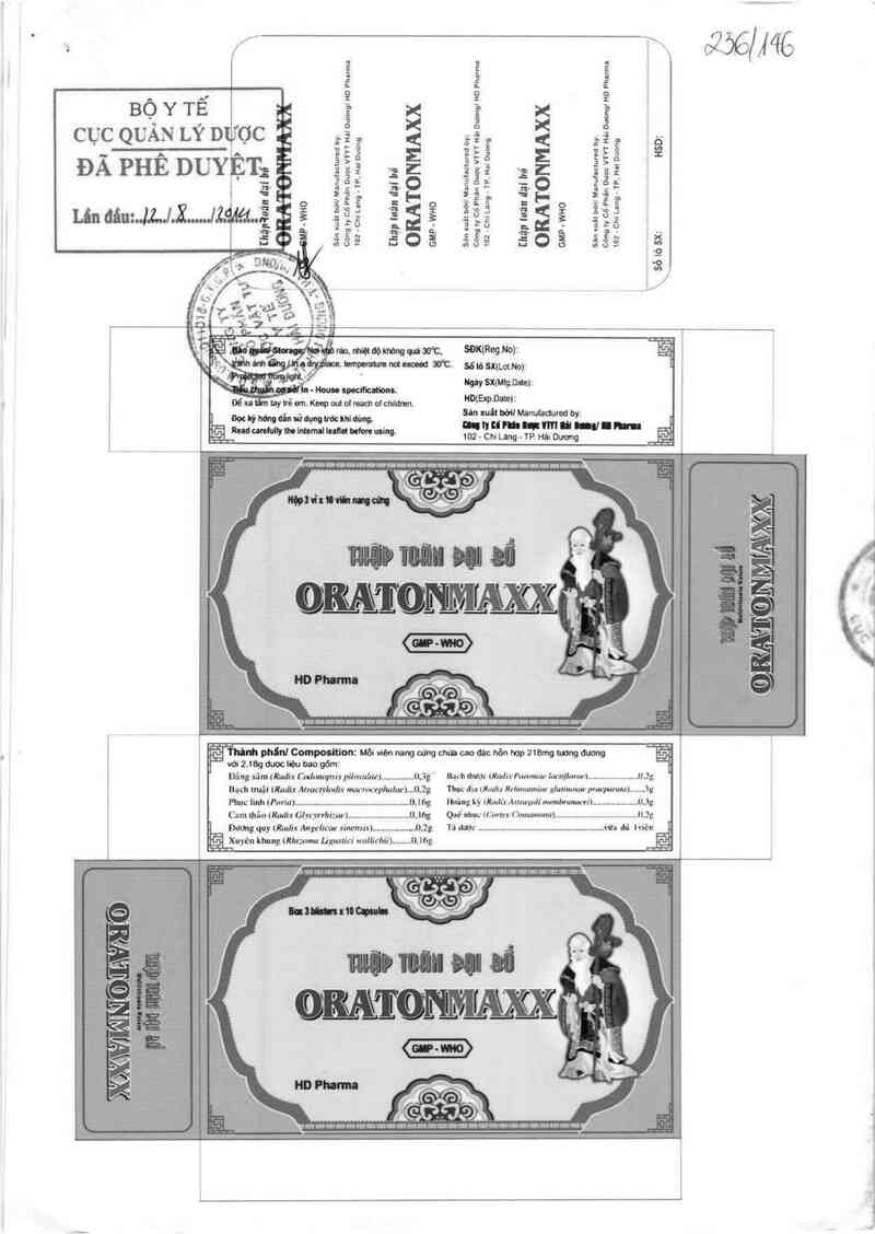 thông tin, cách dùng, giá thuốc Thập toàn đại bổ Oratonmaxx - ảnh 0