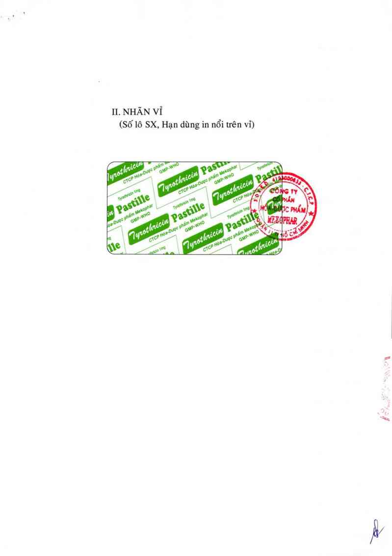 thông tin, cách dùng, giá thuốc Tyrothricin Pastille - ảnh 1