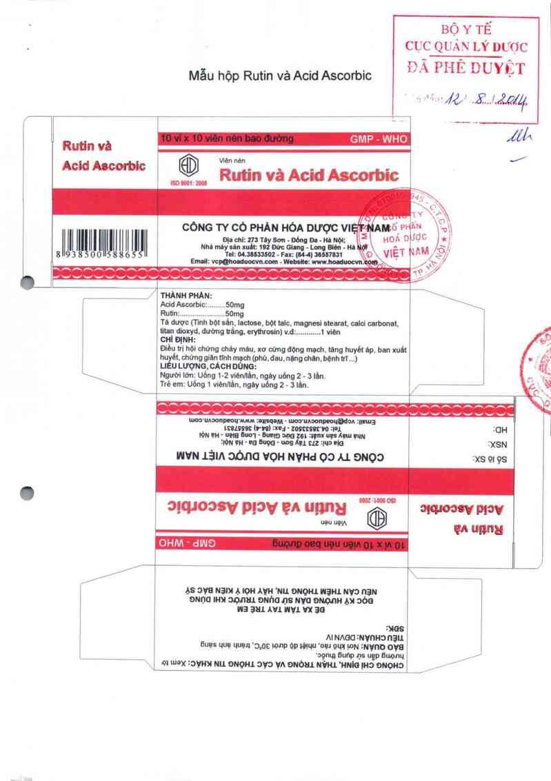 thông tin, cách dùng, giá thuốc Rutin và acid Ascorbic - ảnh 0