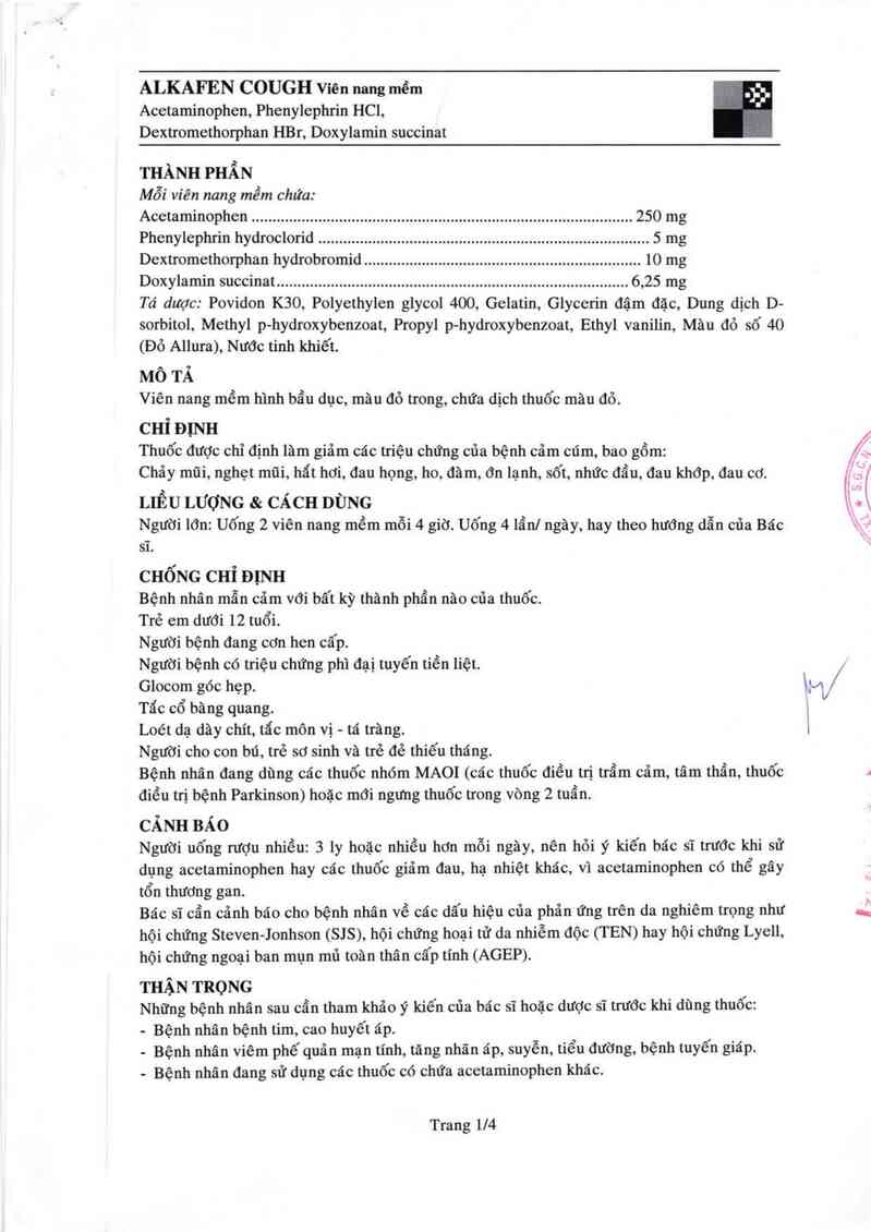 thông tin, cách dùng, giá thuốc Alkafen cough - ảnh 2