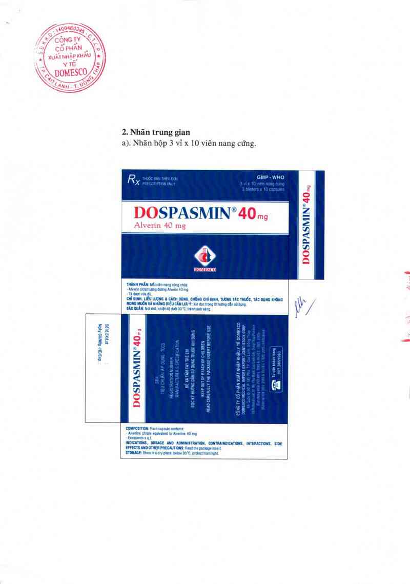 thông tin, cách dùng, giá thuốc Dospasmin  40 mg - ảnh 1