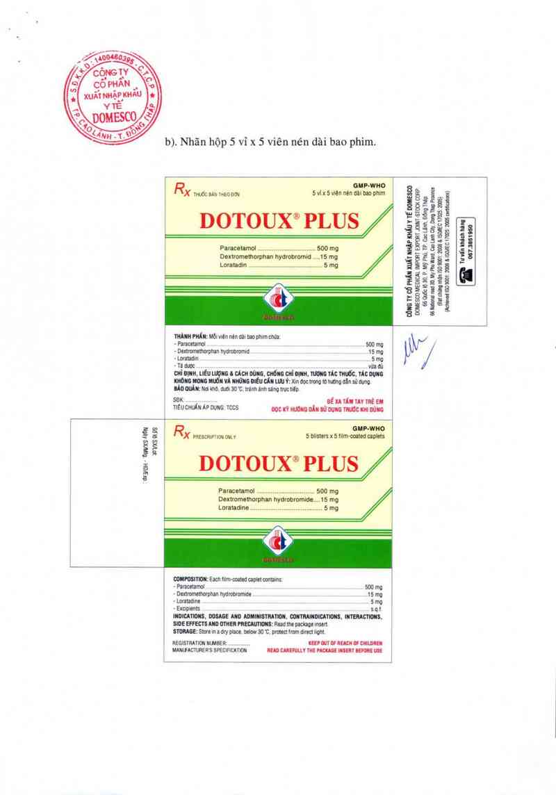 thông tin, cách dùng, giá thuốc Dotoux plus - ảnh 1