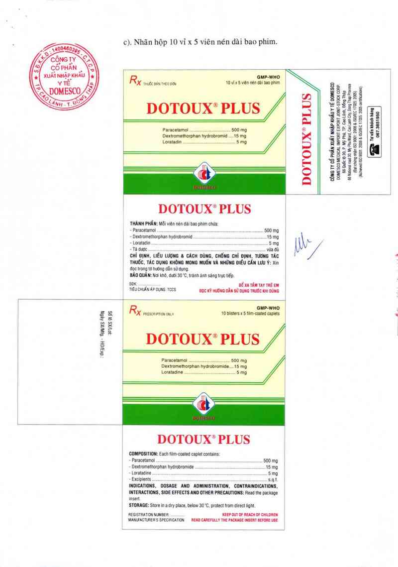 thông tin, cách dùng, giá thuốc Dotoux plus - ảnh 2