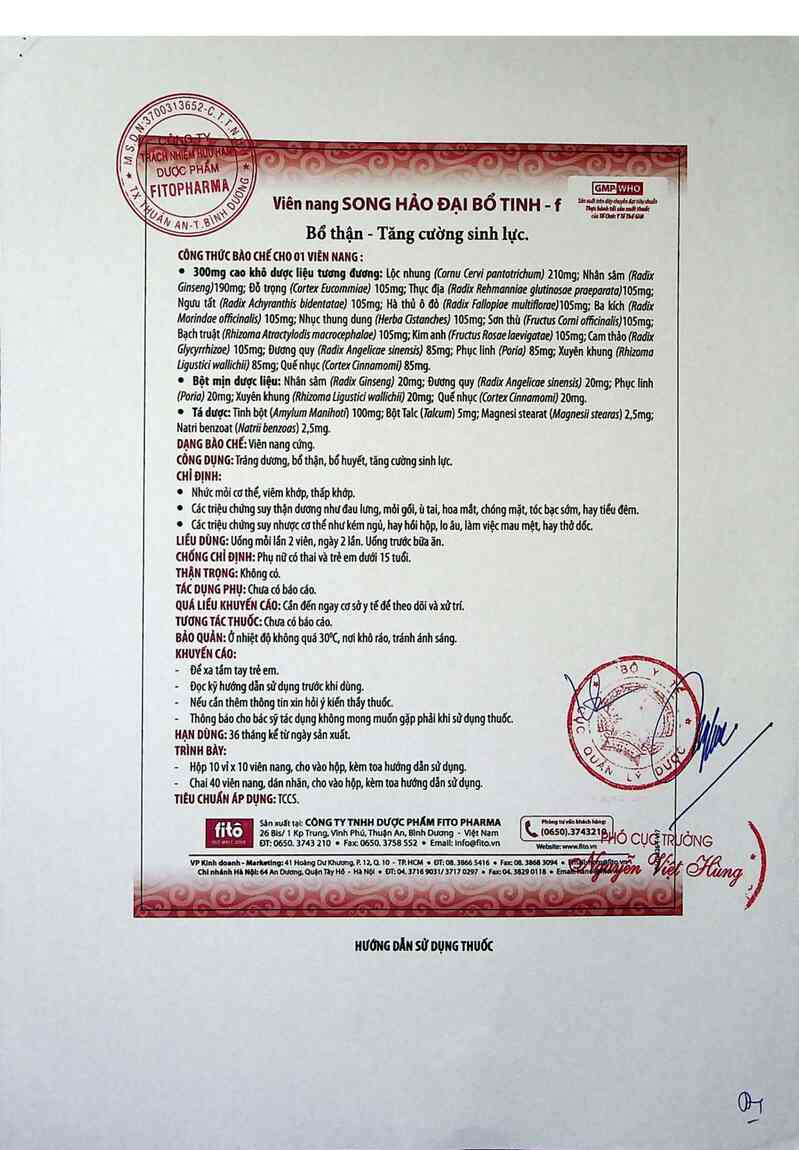 thông tin, cách dùng, giá thuốc Song hảo đại bổ tinh- F - ảnh 5