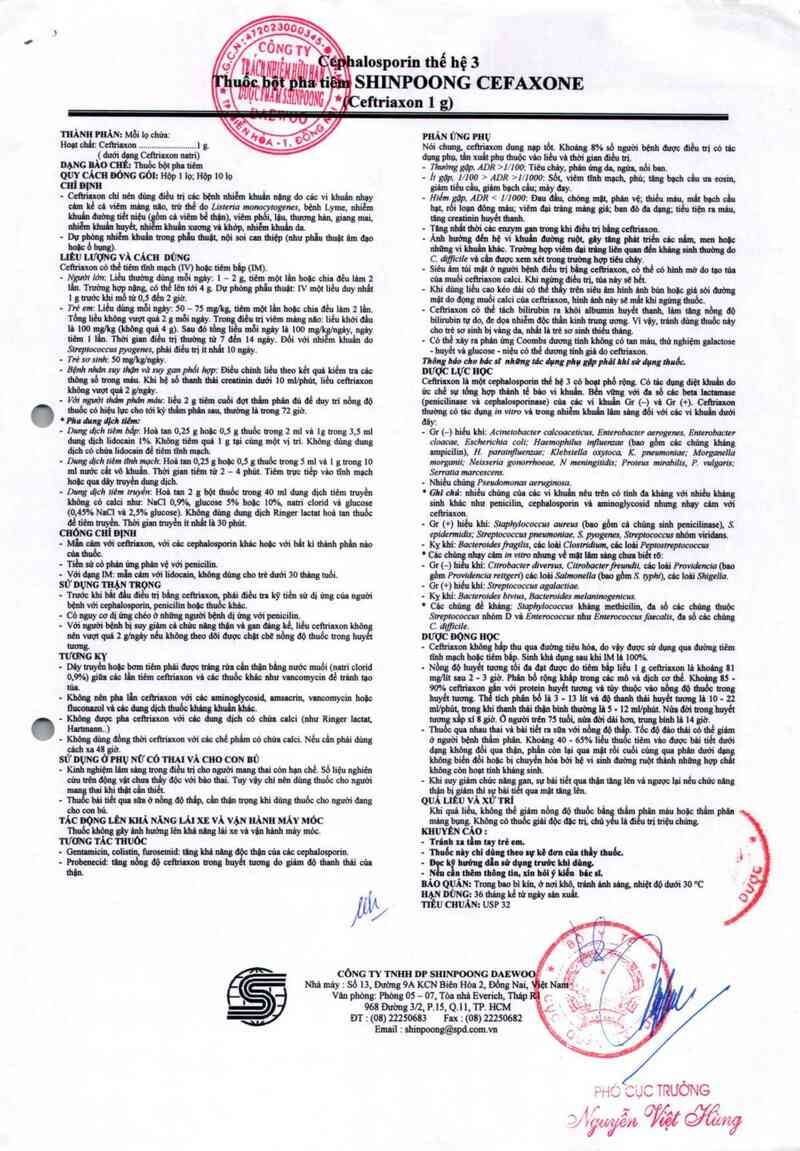 thông tin, cách dùng, giá thuốc Shinpoog Cefaxone - ảnh 3