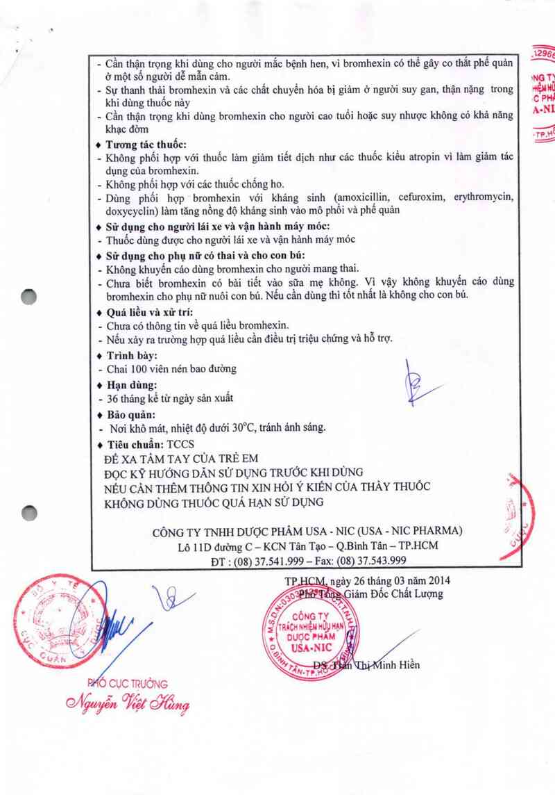 thông tin, cách dùng, giá thuốc Bromhexin 4 - ảnh 2