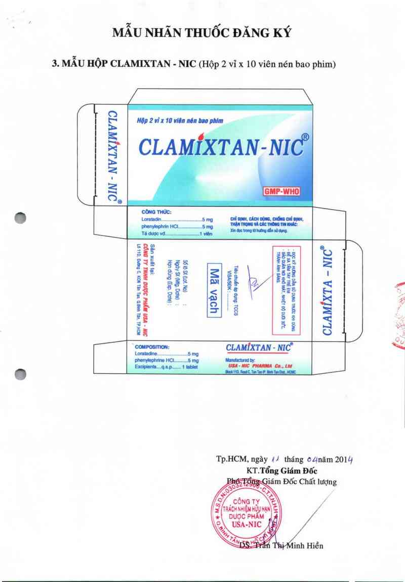 thông tin, cách dùng, giá thuốc Clamixtan - Nic - ảnh 1