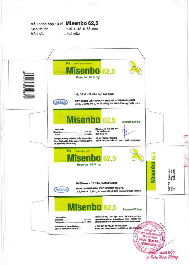 thông tin, cách dùng, giá thuốc Misenbo 62,5 - ảnh 1