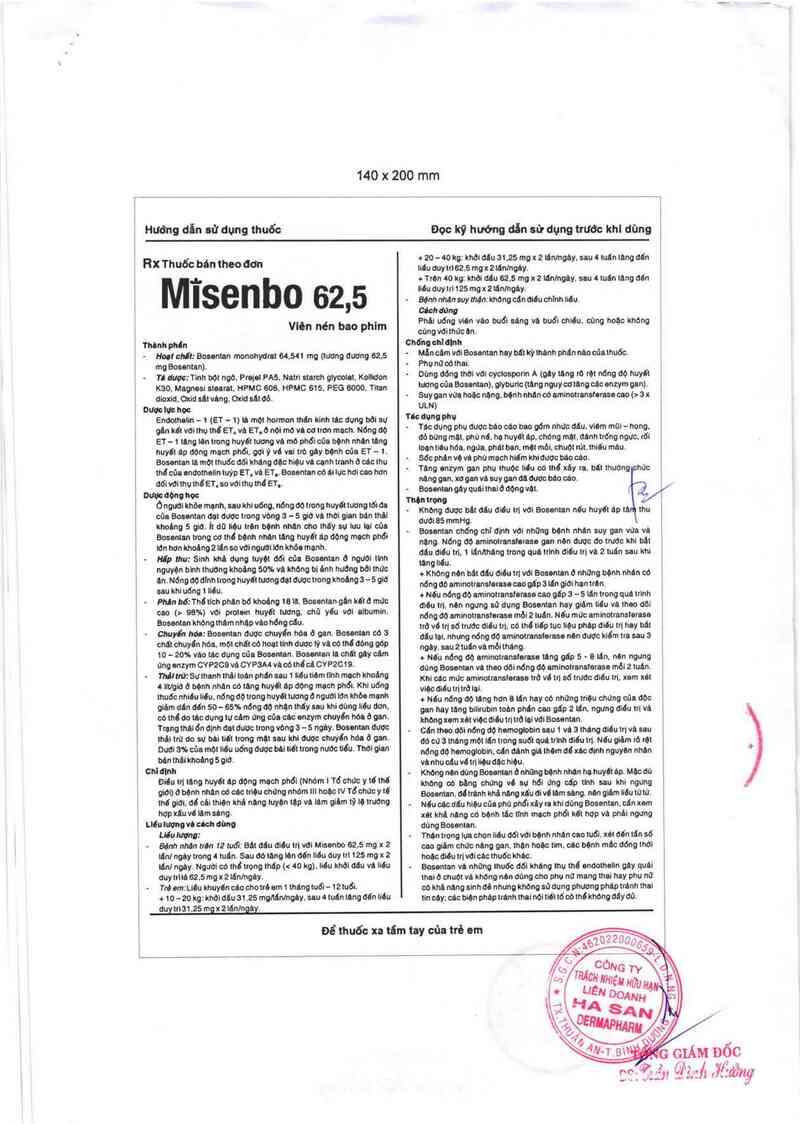 thông tin, cách dùng, giá thuốc Misenbo 62,5 - ảnh 3