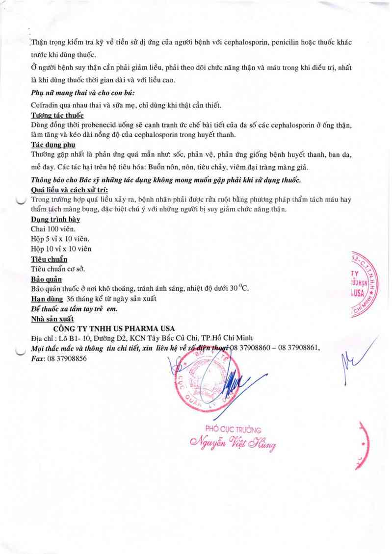 thông tin, cách dùng, giá thuốc Cefradin 500 - US - ảnh 4
