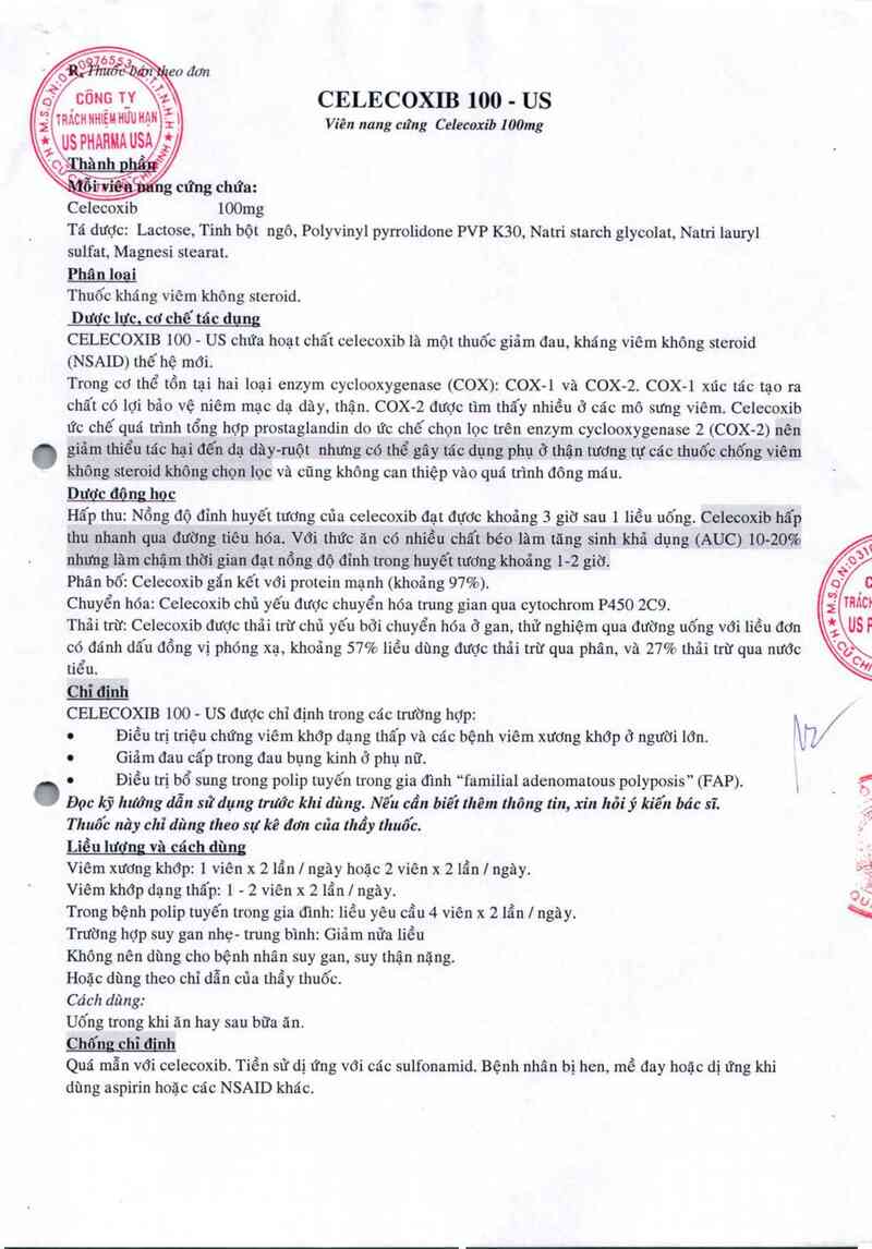 thông tin, cách dùng, giá thuốc Celecoxib 100 - US - ảnh 2