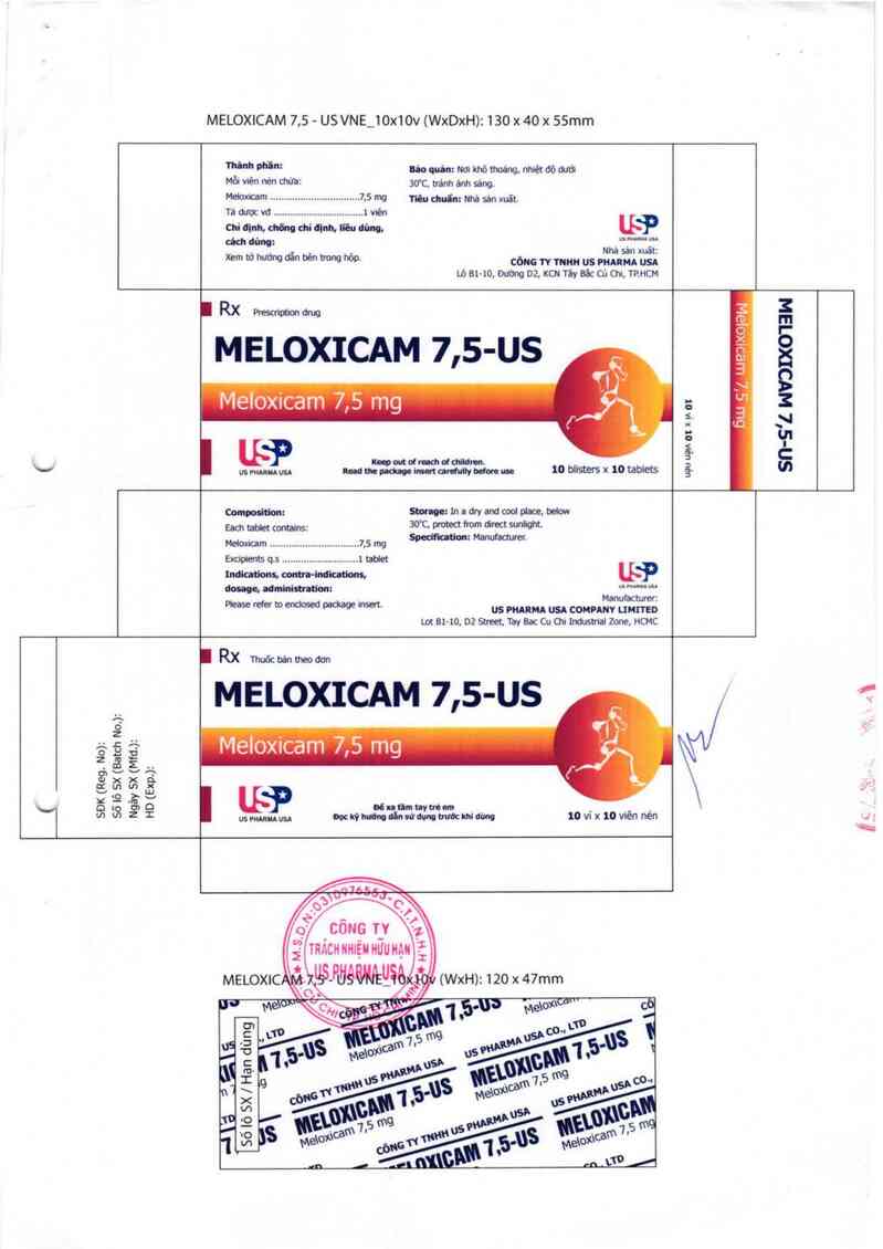 thông tin, cách dùng, giá thuốc Meloxicam 7.5 - US - ảnh 1