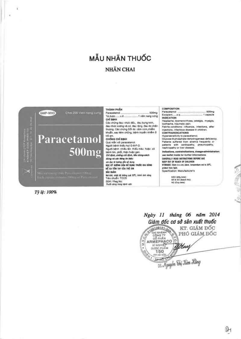 thông tin, cách dùng, giá thuốc Paracetamol 500mg - ảnh 1