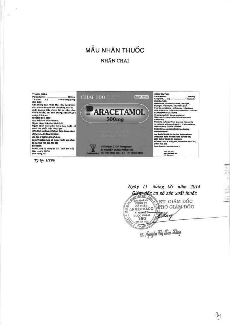 thông tin, cách dùng, giá thuốc Paracetamol 500mg - ảnh 2