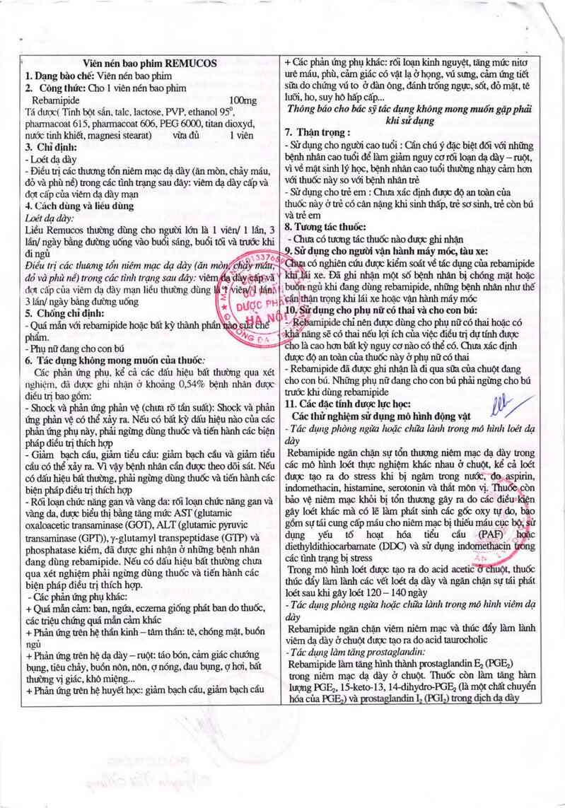 thông tin, cách dùng, giá thuốc Remucos - ảnh 1