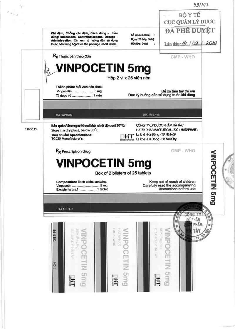 thông tin, cách dùng, giá thuốc Vinpocetin 5 mg - ảnh 0