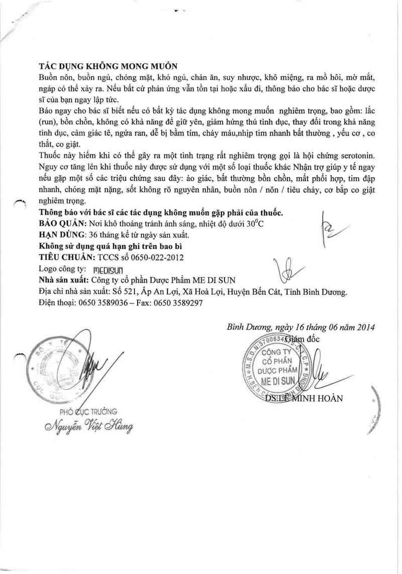 thông tin, cách dùng, giá thuốc Medi-Paroxetin - ảnh 4