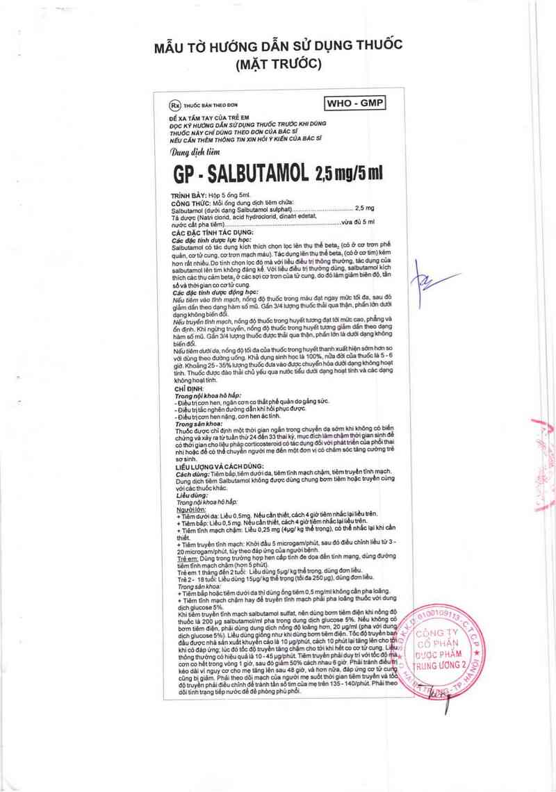 thông tin, cách dùng, giá thuốc GP-Salbutamol 2,5 mg/5 ml - ảnh 2