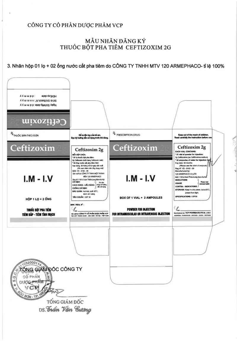 thông tin, cách dùng, giá thuốc Ceftizoxim 2g - ảnh 1