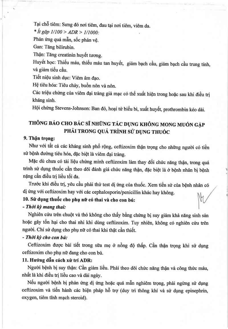 thông tin, cách dùng, giá thuốc Ceftizoxim 2g - ảnh 8