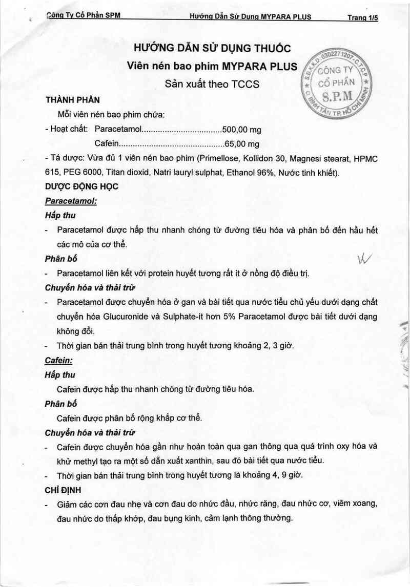 thông tin, cách dùng, giá thuốc Mypara plus - ảnh 1
