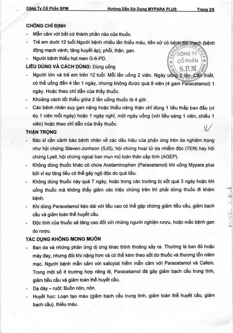 thông tin, cách dùng, giá thuốc Mypara plus - ảnh 2