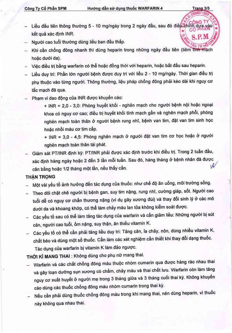 thông tin, cách dùng, giá thuốc Warfarin 4 - ảnh 3