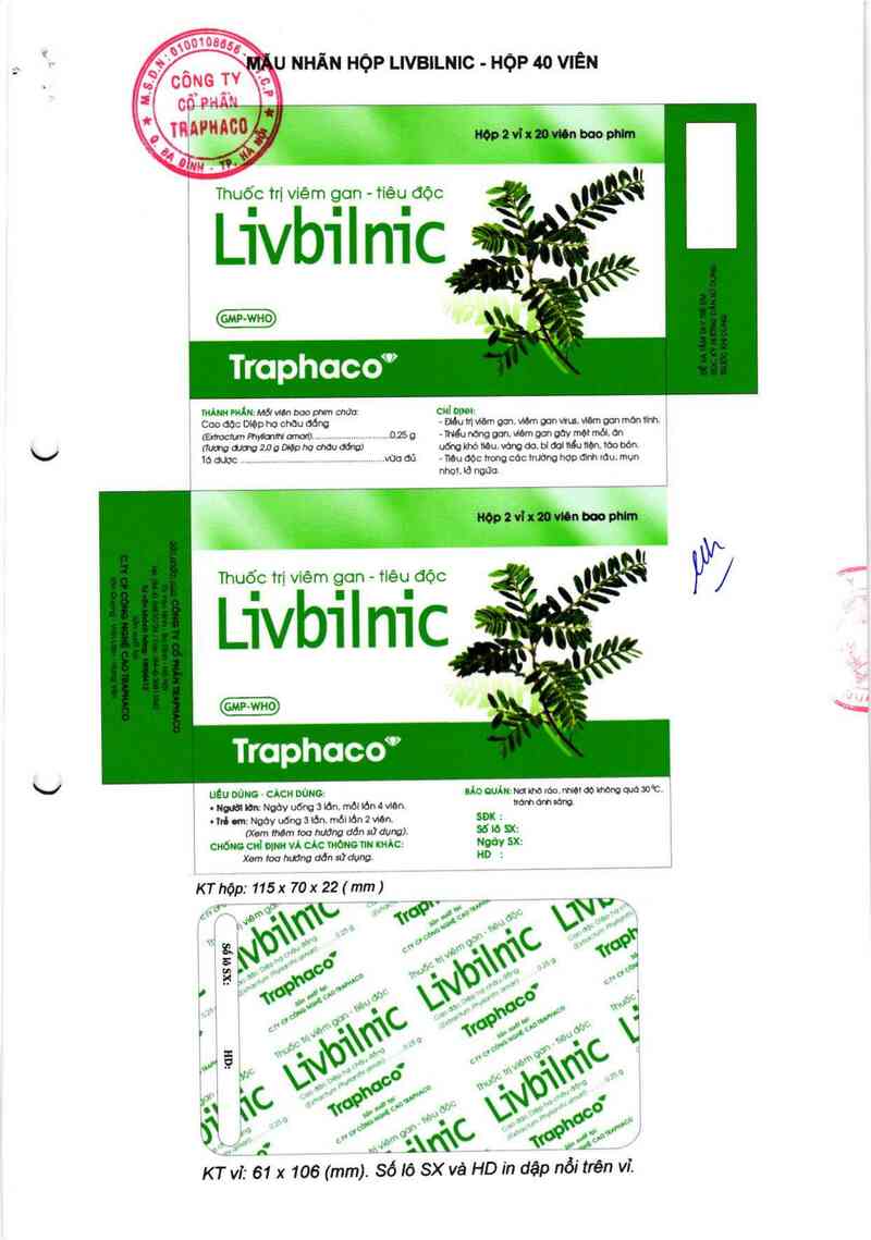 thông tin, cách dùng, giá thuốc Thuốc trị viêm gan - tiêu độc Livbilnic - ảnh 1