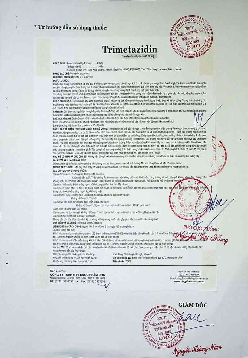 thông tin, cách dùng, giá thuốc Trimetazidin - ảnh 2