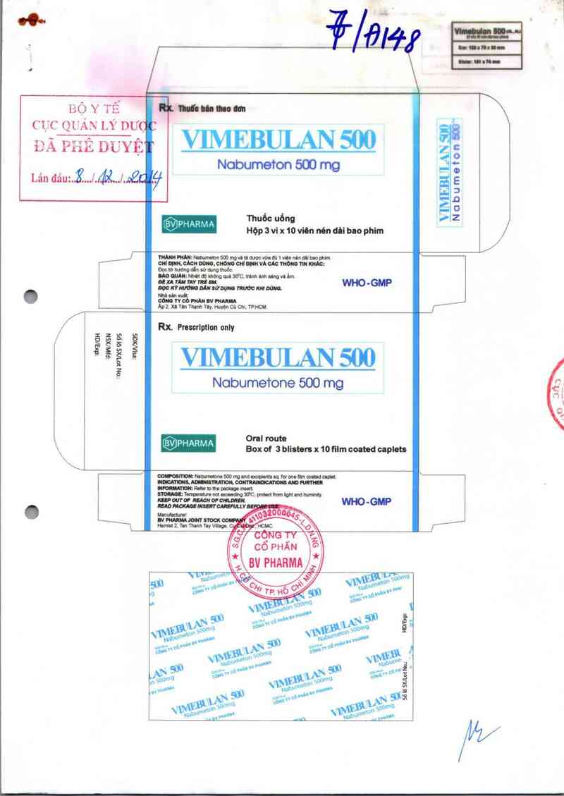 thông tin, cách dùng, giá thuốc Vimebulan 500 - ảnh 0