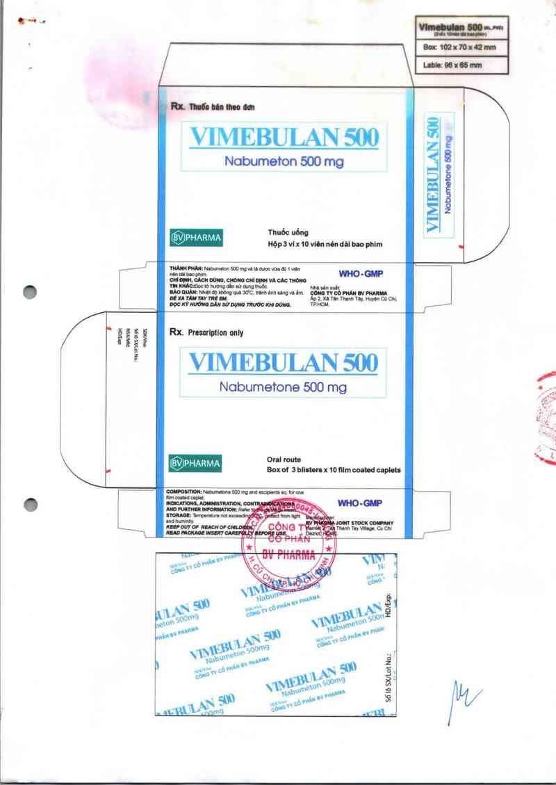 thông tin, cách dùng, giá thuốc Vimebulan 500 - ảnh 1