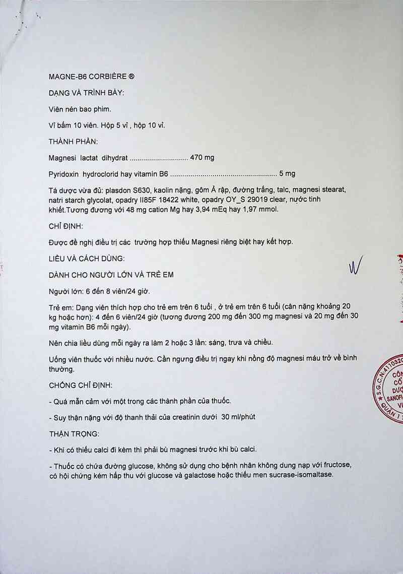 thông tin, cách dùng, giá thuốc Magne B6 Corbiere - ảnh 3