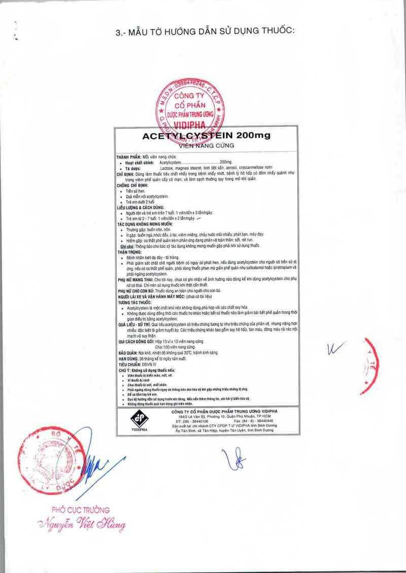 thông tin, cách dùng, giá thuốc Acetylcystein 200mg - ảnh 2