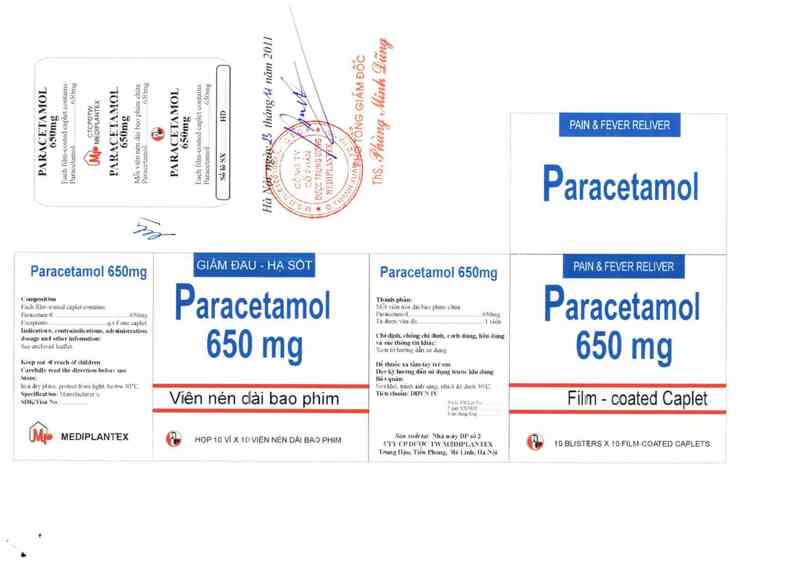thông tin, cách dùng, giá thuốc Paracetamol 650mg - ảnh 0