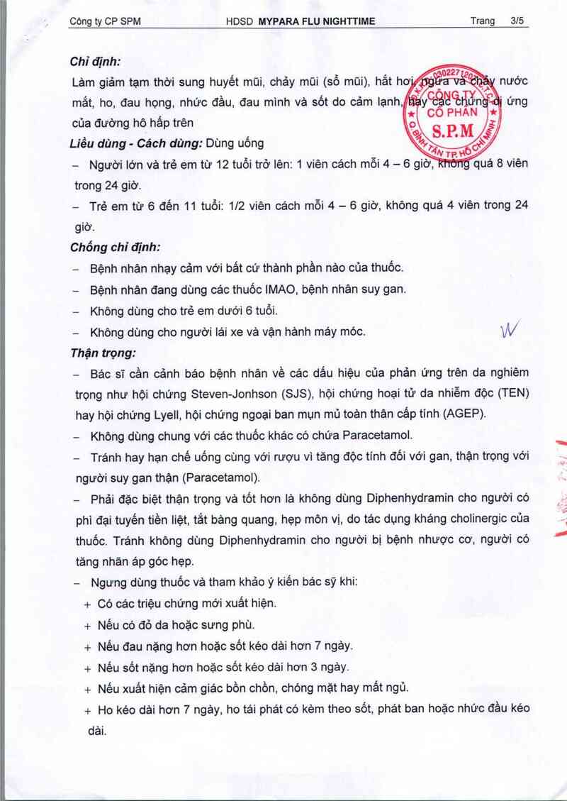 thông tin, cách dùng, giá thuốc Mypara flu nighttime - ảnh 4