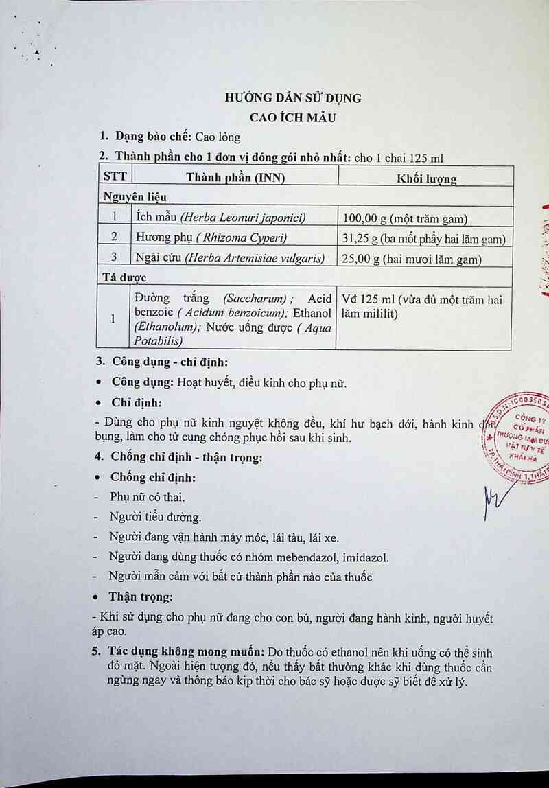 thông tin, cách dùng, giá thuốc Cao ích mẫu - ảnh 2