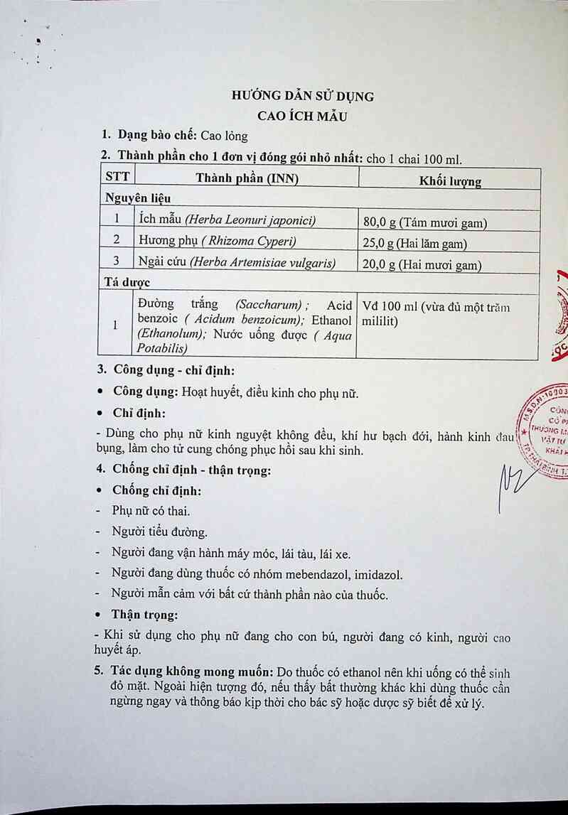 thông tin, cách dùng, giá thuốc Cao ích mẫu - ảnh 4