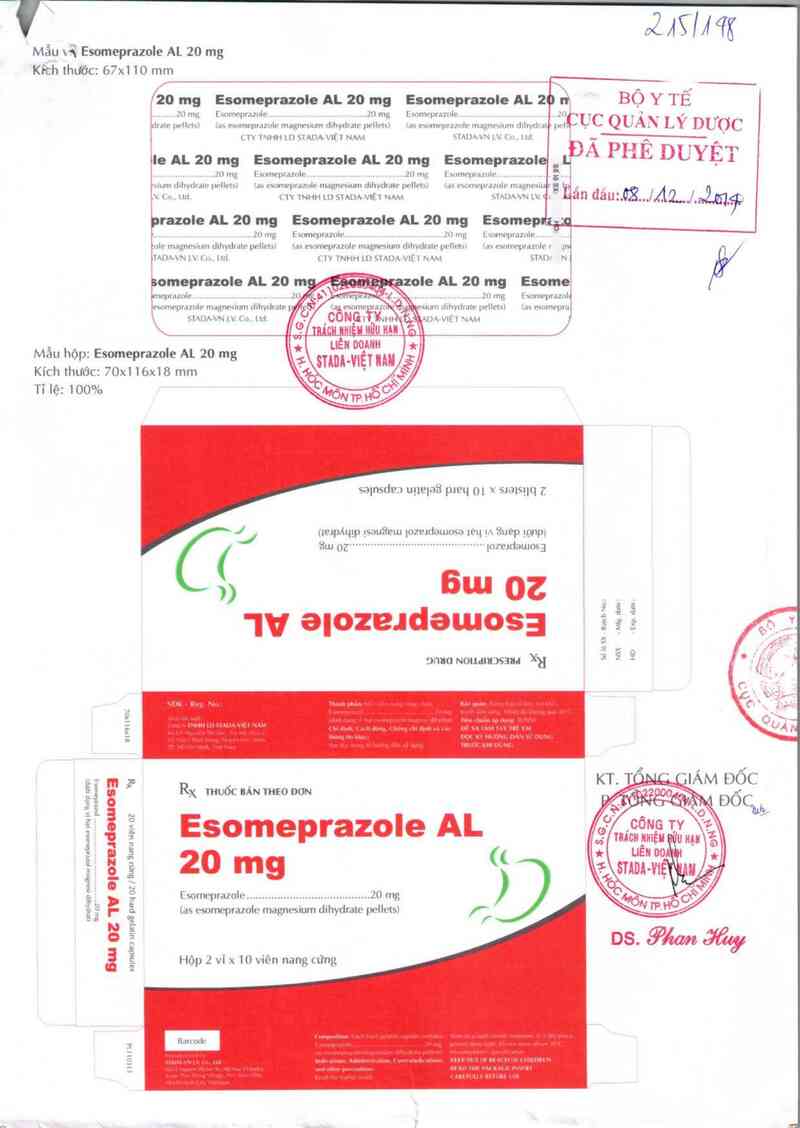 thông tin, cách dùng, giá thuốc Esomeprazole AL 20 mg - ảnh 0