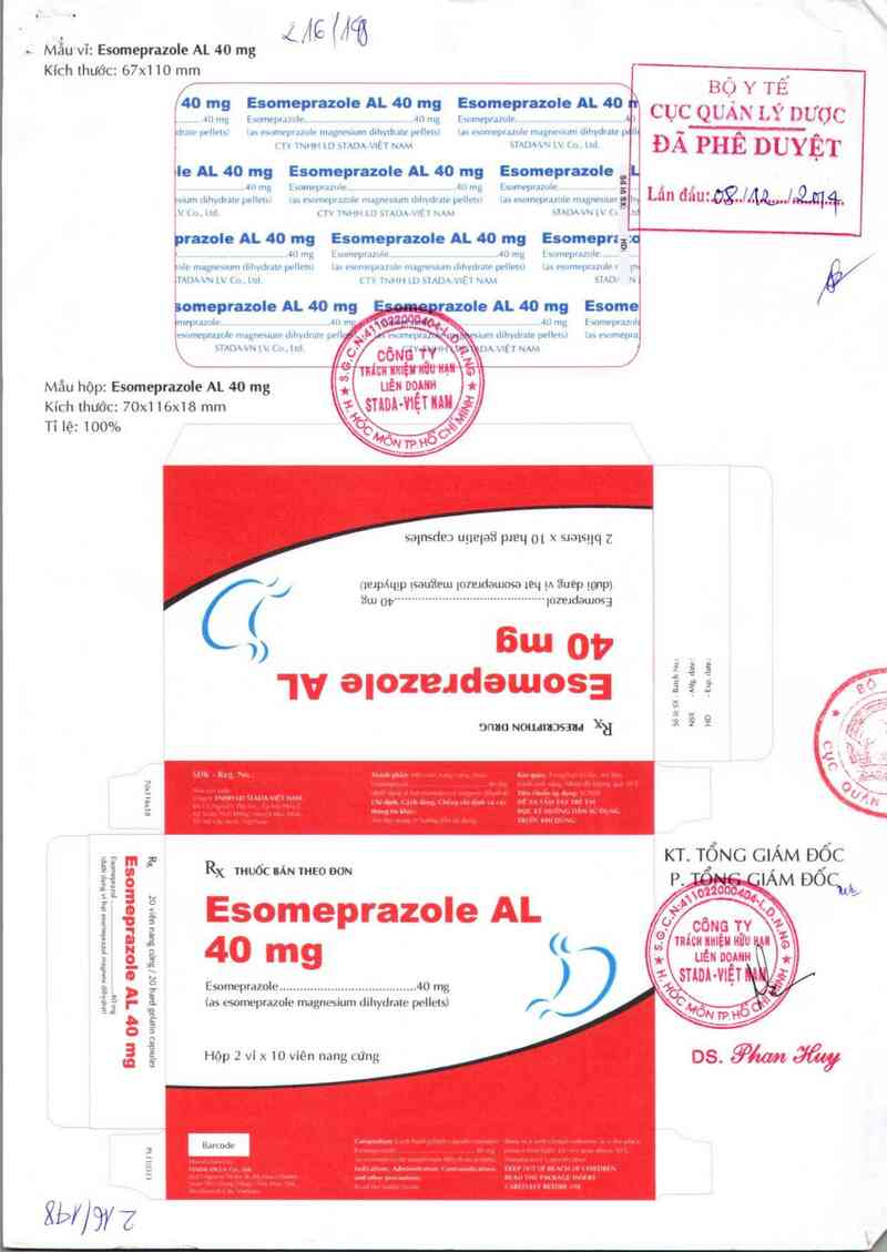 thông tin, cách dùng, giá thuốc Esomeprazole AL 40 mg - ảnh 0